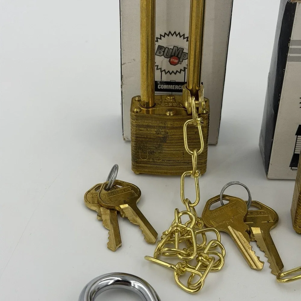 Master Lock Gold Commercial Model Military Safety Padlock w/ 2 Keys Lot Of 5